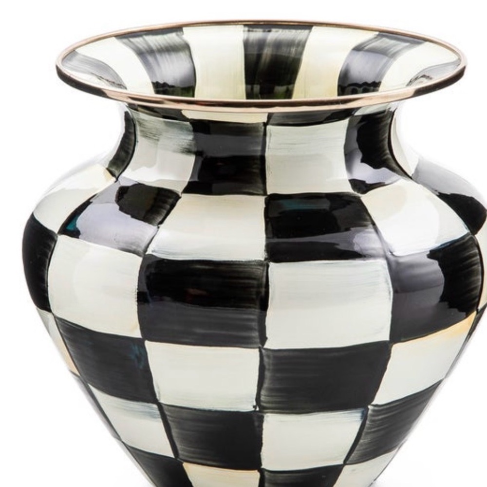 MacKenzie-Childs Black and White Checkered Vase